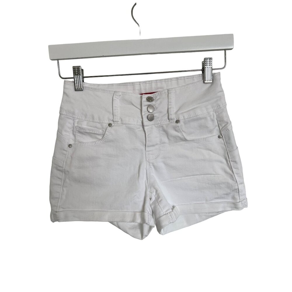Wax White Stretchy Rolled-Hem Shorts Cotton-Blend